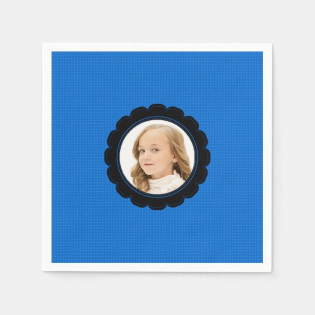 Blaue schwarze Blume ersetzt Bild Serviette (Vorderseite)