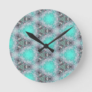 Blaue schwarze Blume gestalten Wohngestaltung Runde Wanduhr