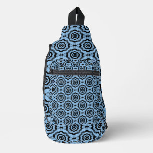 Blaue schwarze Blumen nahtloses Muster Crossbody Bag