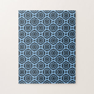 Blaue schwarze Blumen nahtloses Muster Puzzle