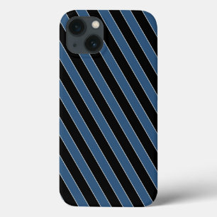 Blaue schwarze Diagonalpinstreifen Case-Mate iPhone Hülle