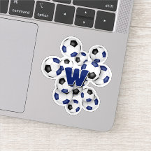 blaue schwarze Fußball-Sticker mit Monogramm