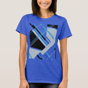 Blaue schwarze graue fette MCM-Optik geometrisch a T-Shirt