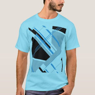Blaue schwarze graue MCM-Optik, kühne geometrische T-Shirt