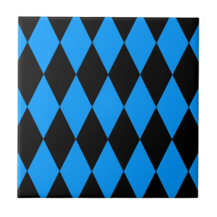 Blaue schwarze Harlekin-Diamanten-Schachbrett-Desi Fliese
