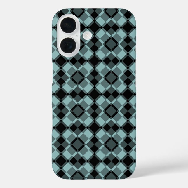 Blaue schwarze Karo-Argyle-Muster Case-Mate iPhone Hülle (Rückseite)