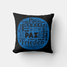 Blaue/schwarze Kissen, Ruhe in mehreren Sprachen