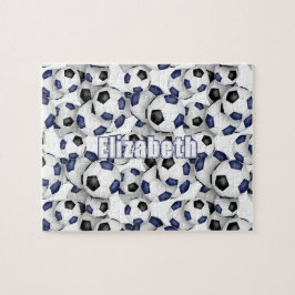 Blaue schwarze Mannschaft Farben Jungs Fußball Puzzle
