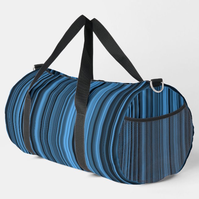 Blaue schwarze Streifen Duffle Bag (Rechte Ecke)