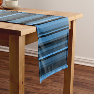 Blaue schwarze Streifen Großer Tischläufer