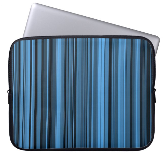 Blaue schwarze Streifen Laptopschutzhülle (Vorderseite)
