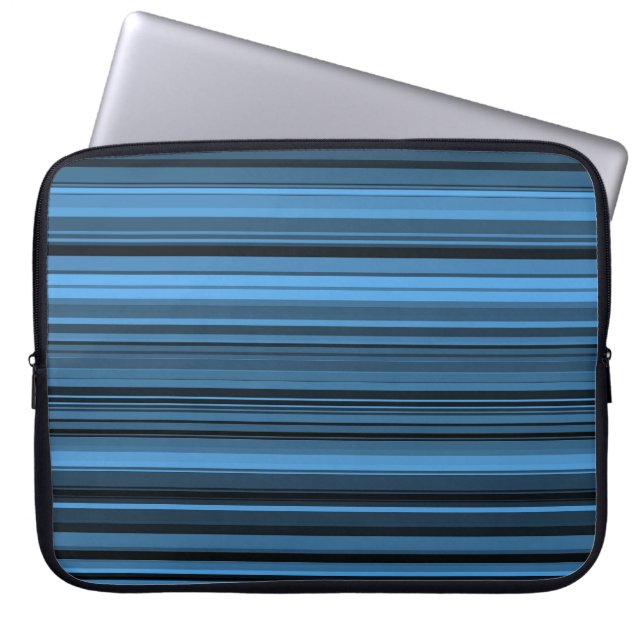Blaue schwarze Streifen Laptopschutzhülle (Vorderseite)
