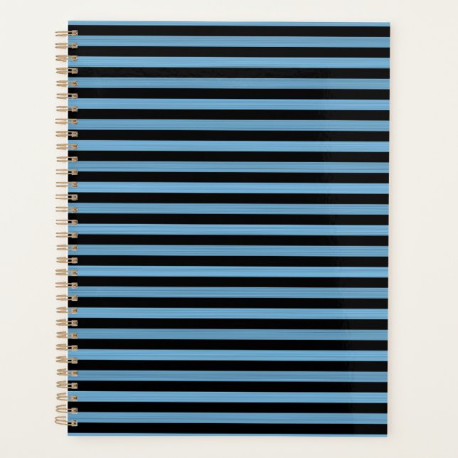 Blaue schwarze Streifen Nahtloses Muster Planer (Vorderseite)