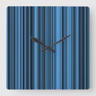 Blaue schwarze Streifen Quadratische Wanduhr