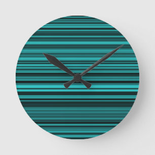 Blaue schwarze Streifen Runde Wanduhr