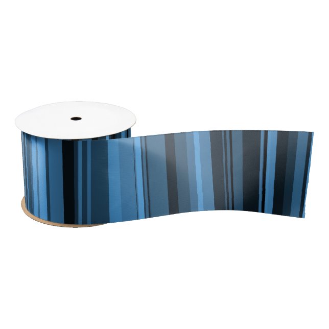 Blaue schwarze Streifen Satinband (Spule)