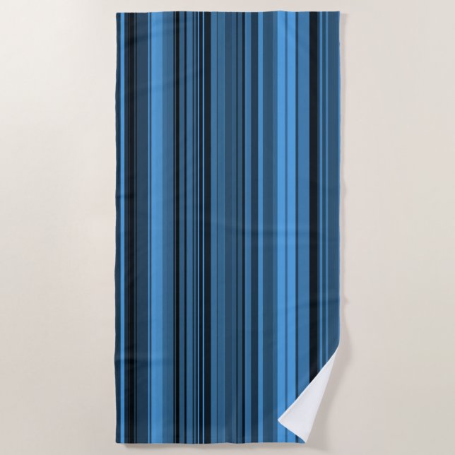 Blaue schwarze Streifen Strandtuch (Vorderseite)