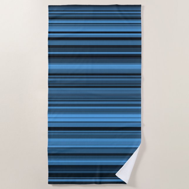 Blaue schwarze Streifen Strandtuch (Vorderseite)
