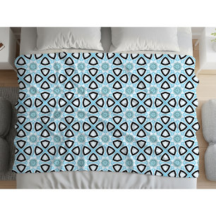 Blaue, schwarze und weiße geometrische Muster Fleecedecke