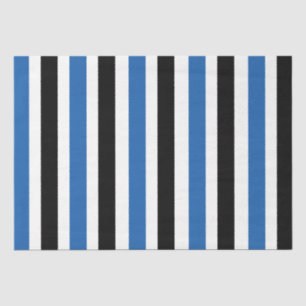 Blaue schwarze vertikale Streifen Seidenpapier