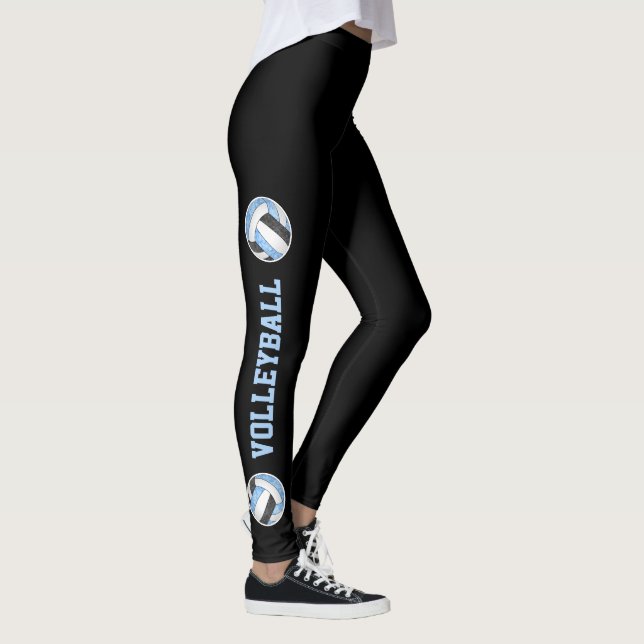 Blaue schwarze Volleyball mit Leggings-Text Leggings (Rechts)