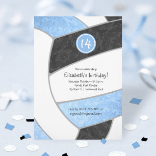 Blaue schwarze Volleyballmannschaft oder Mädchen z Einladung