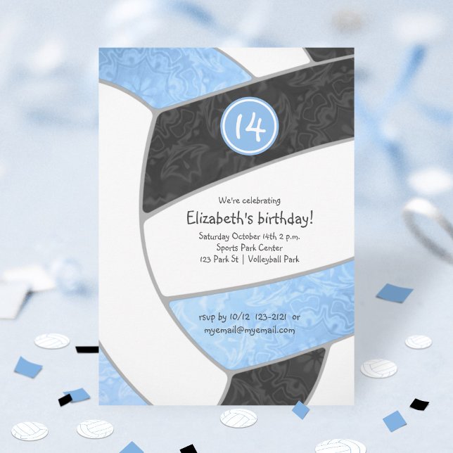 Blaue schwarze Volleyballmannschaft oder Mädchen z Einladung (Von Creator hochgeladen)