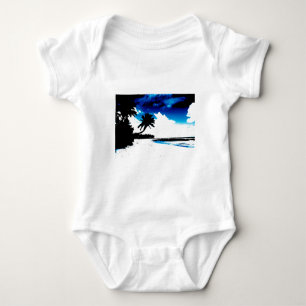 Blaue schwarze weiße Palme Baum Silhouette Baby Strampler
