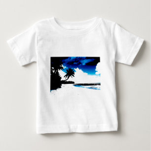 Blaue schwarze weiße Palme Baum Silhouette Baby T-shirt