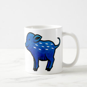 Blaue Schwein-Tassen-niedliche Kaffeetasse