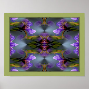 Blaue Schwertlilie Blumen Abstract Natur Poster