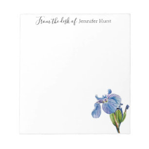 Blaue Schwertlilie-Blumen-Aquarell Notizblock