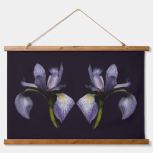 Blaue Schwertlilie Blumen Zwillinge Wandteppich Mit Holzrahmen