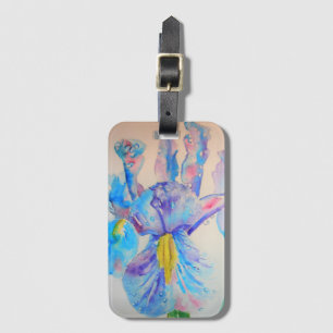 Blaue Schwertlilien-Blumen-Aquarell-Gepäckanhänger Gepäckanhänger