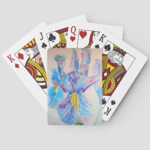 Blaue Schwertlilien-Blumen-Aquarell-Spielkartenset Spielkarten