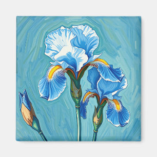 Blaue Schwertlilien-Blumen Künstlerisches Muster Magnet
