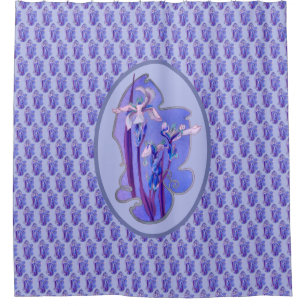 Blaue Schwertlilien Blumenkunst  Duschvorhang