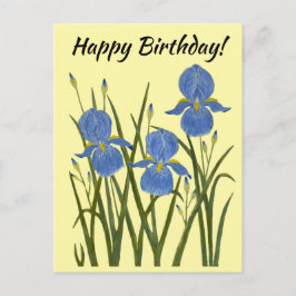 Blaue Schwertlilien Gelbe Postkarte