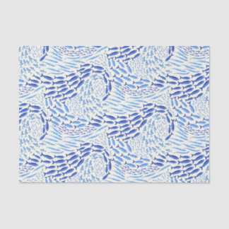 Blaue Schwimmende Meeresfische - Hell Seidenpapier