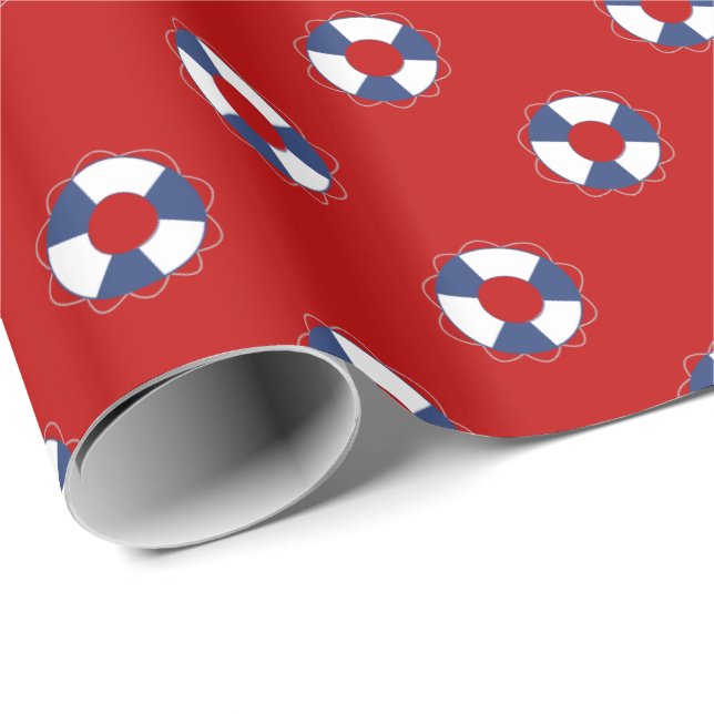 Blaue Schwimmwesten über irgendeinem Geschenkpapier (Rolleneckpunkt)