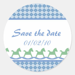 Blaue SchwingpferdeSave the Date Aufkleber