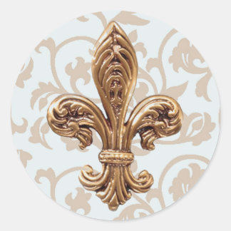 Blaue Scroll mit flur de lis sti Runder Aufkleber