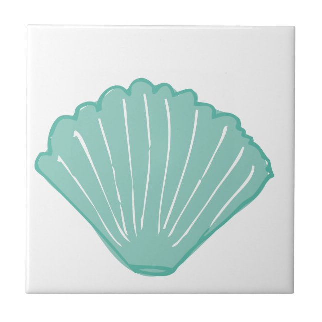 Blaue Seashell-Illustration Fliese (Vorderseite)