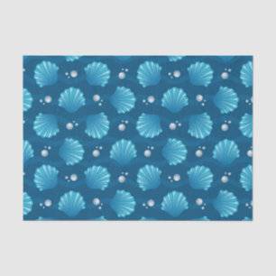 Blaue Seashell- und Meeresperlen Seidenpapier