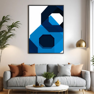 Blaue Sechseck-Kunst Poster