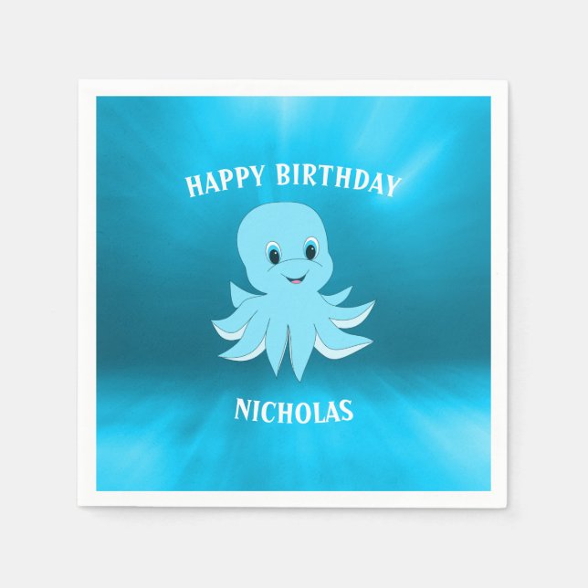 Blaue See und Kraken Serviette (Vorderseite)