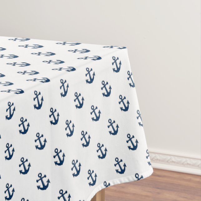 Blaue Seeanker Tischdecke (Beispiel)