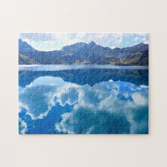 Blaue Seenwolkenlandschaft Puzzle (Horizontal)