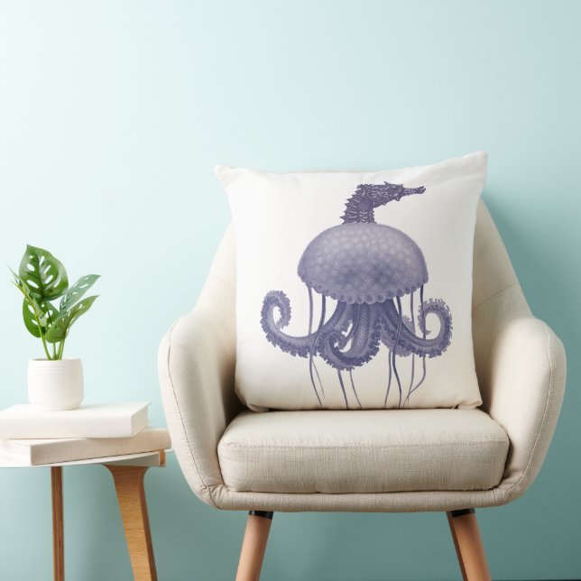BLAUE SEEPFERDCHENQUALLE  KISSEN (Stuhl )
