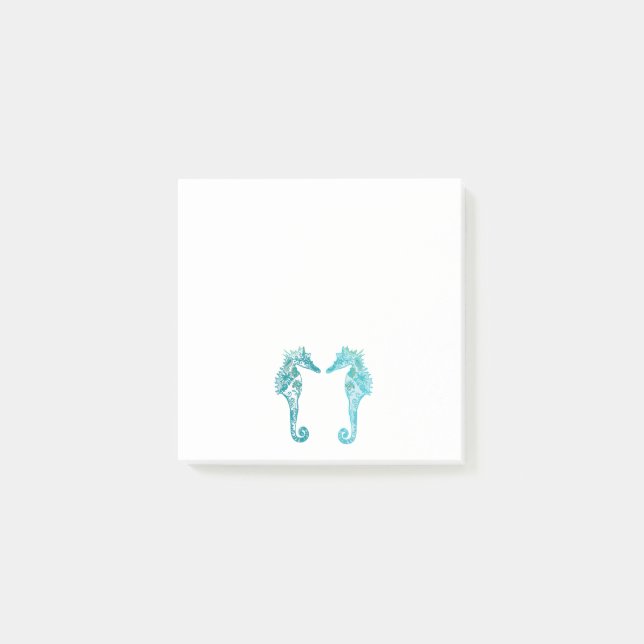 Blaue Seepferde, die Kunst zeichnend Post-it-Notiz Post-it Klebezettel (Vorderseite)